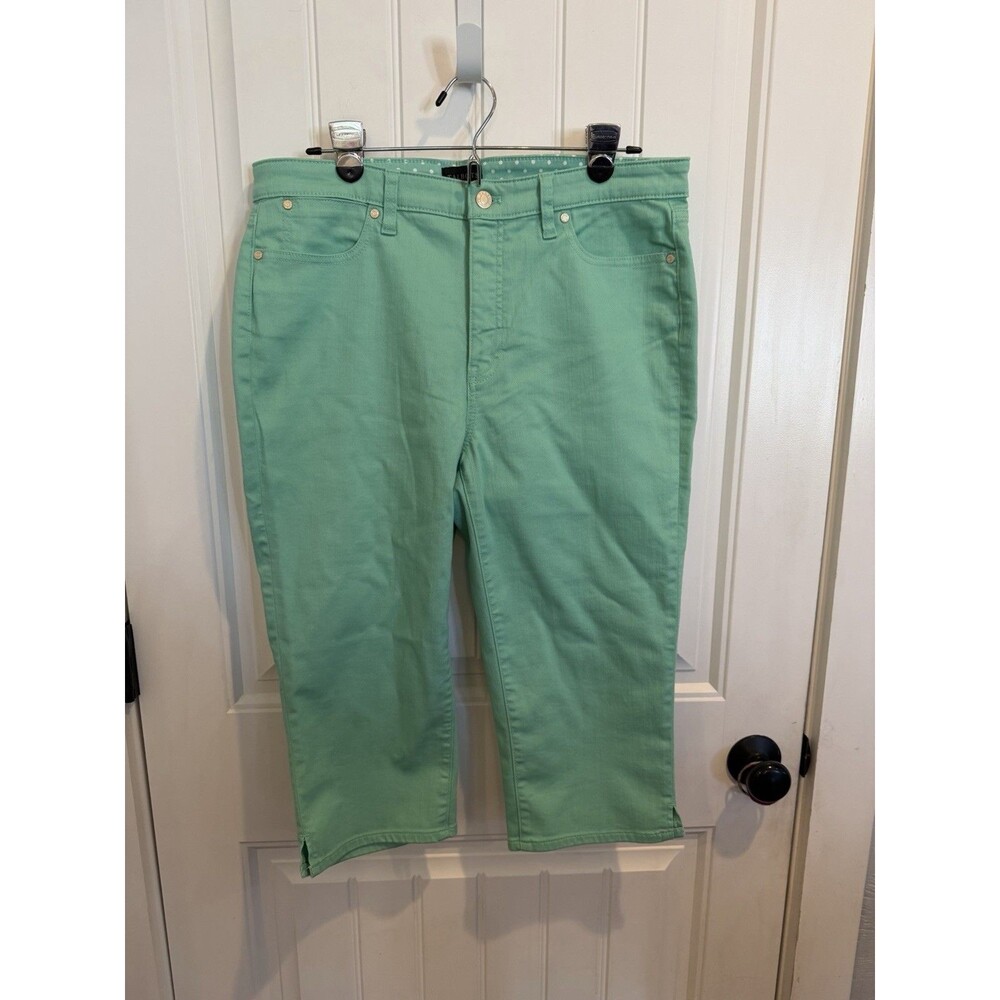 Talbots Pedal Pusher Jean Size 12 Mint Green Capri Crop Stretch Denim